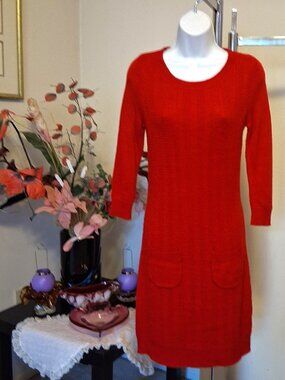 Eric Alexandre Unique Design Knit Cardigan Sweater Midi Wool Dress Crew Neck 4